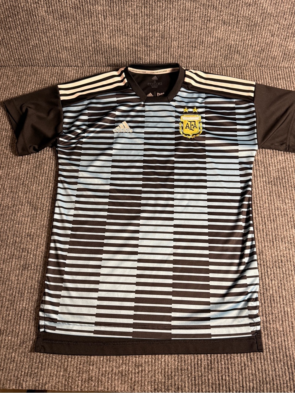 Adidas Argentina 2018 World Cup Pre-Match Parley Soccer Jersey Men's Size S